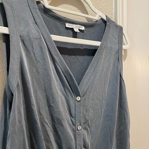 Green Envelope Tie Button Up Tank Top